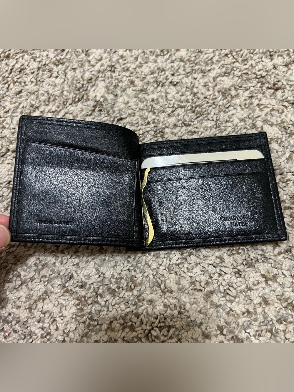 Christopher Hayes Men's Classic Black Leather Bifold Money Clip Wallet